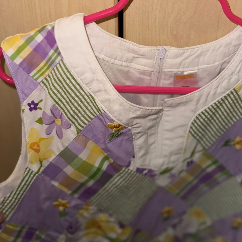 Gymboree Girls Floral Patchwork Sleeveless Dress Size 12 Purple Green